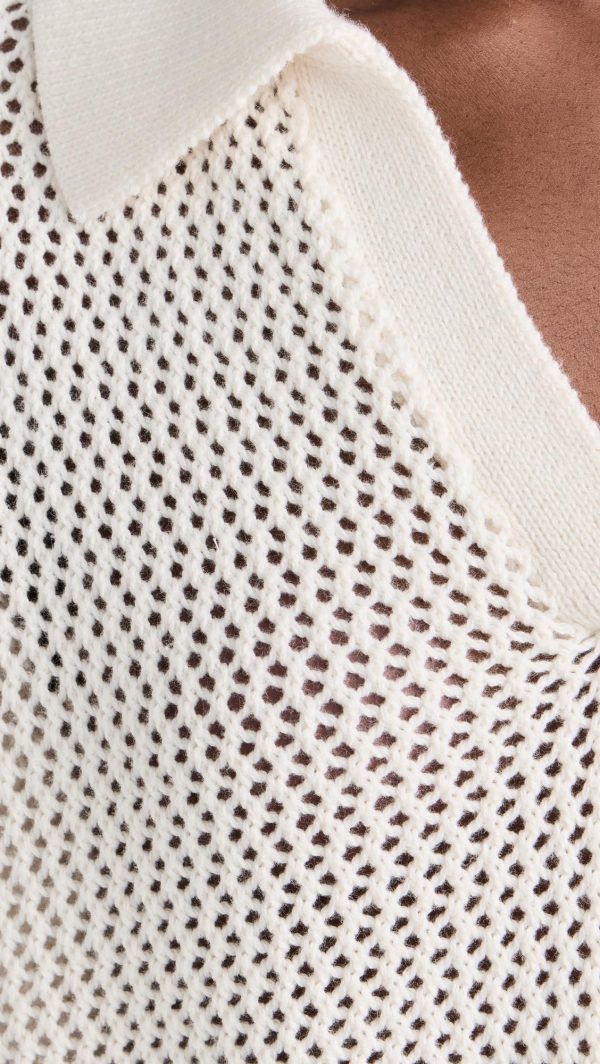 Velvet Women Cotton Cashmere Mesh Polo Shirt - Image 6