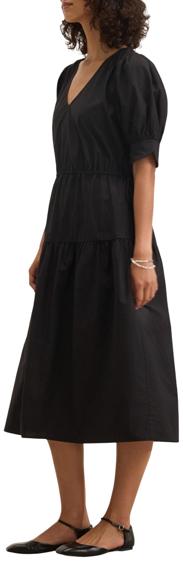 Women Black cotton poplin dress - Image 2