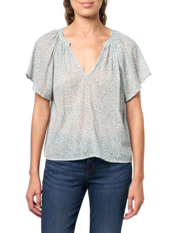 Women's Park Print Pleated Gauze Top