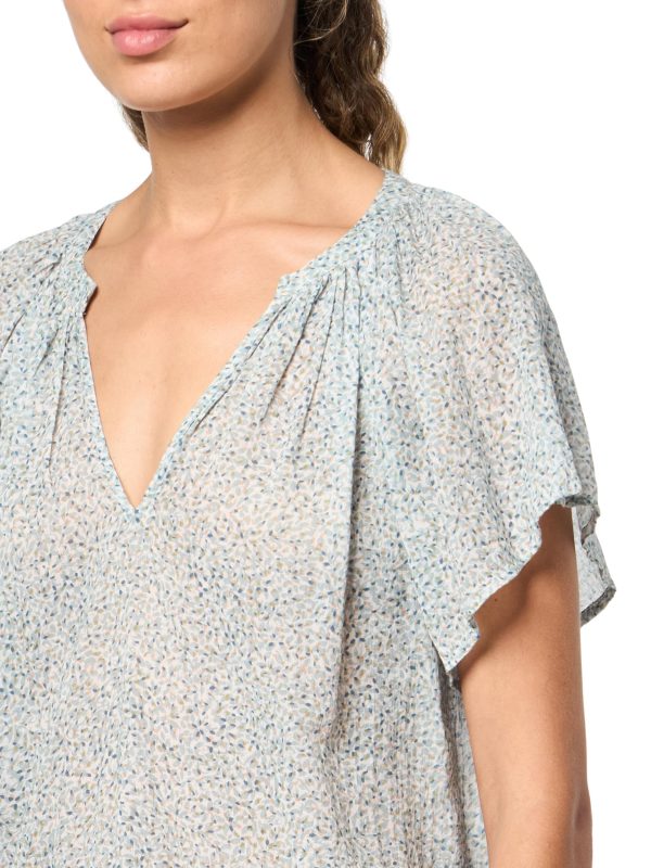 Women's Park Print Pleated Gauze Top - Image 3